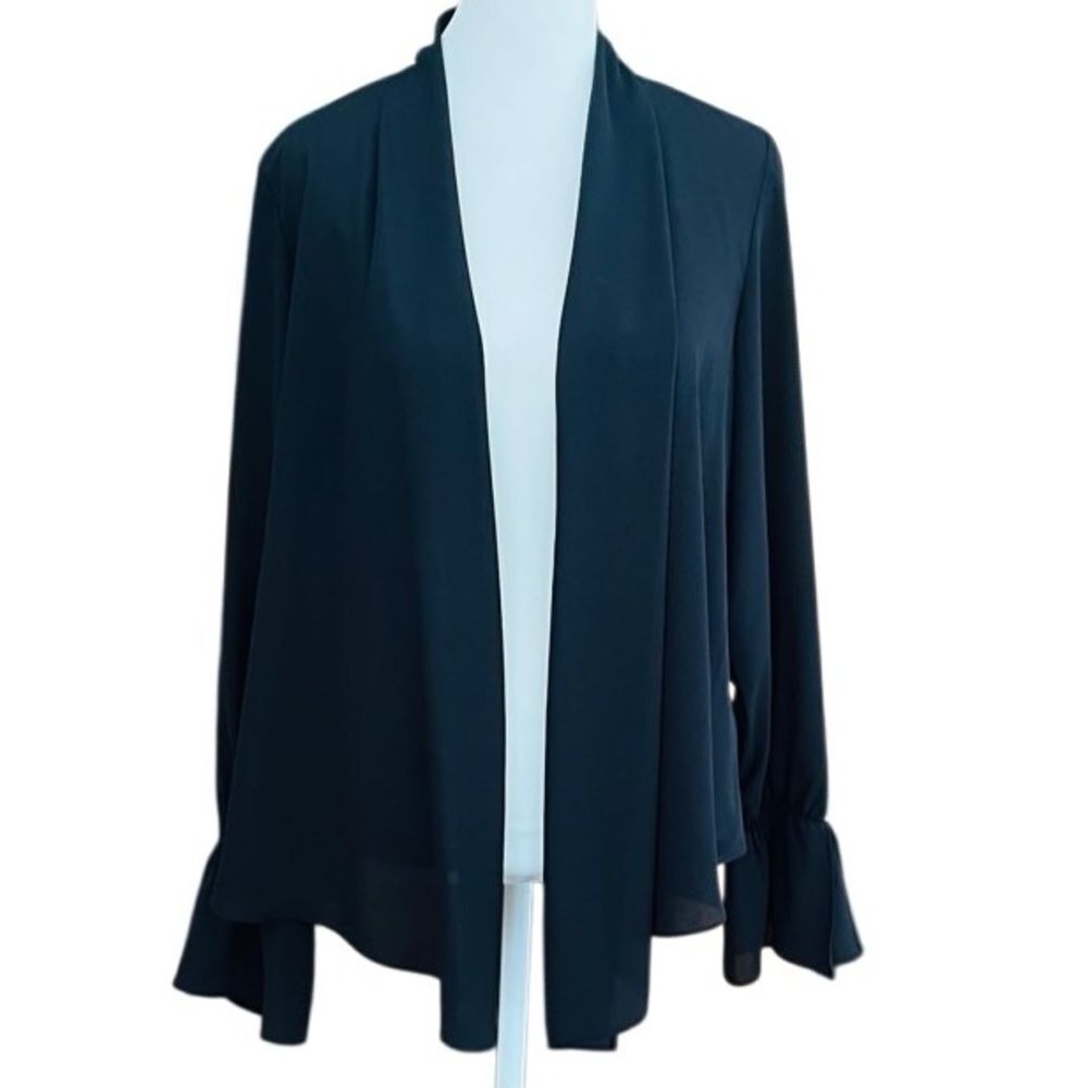 Revolve Three Eighty Two black long ruffle sleeved open style top size Medium.